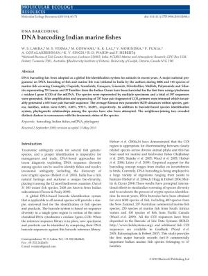 DNA Barcoding Indian Marine Fishes