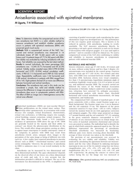 Aniseikonia Associated with Epiretinal Membranes M Ugarte, T H Williamson
