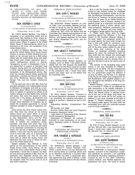 CONGRESSIONAL RECORD— Extensions of Remarks E1476 HON