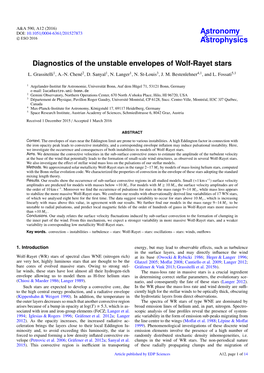 Diagnostics of the Unstable Envelopes of Wolf-Rayet Stars L