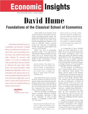 David Hume Foundations of the Classical School of Economics