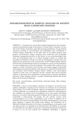 Zooarchaeological Habitat Analysis of Ancient Maya Landscape Changes