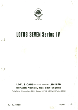 Lotus SEVEN Series IV LOTUS CARS