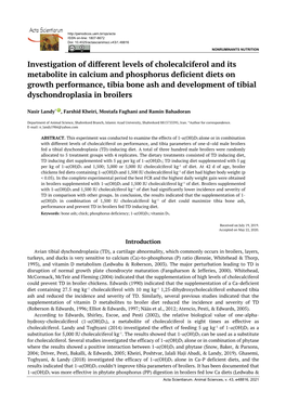 Investigation of Different Levels of Cholecalciferol and Its Metabolite In