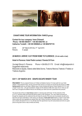 CHIANTI WINE TOUR INFORMATION- FAWCO Group