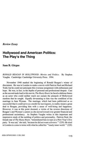 Hollywood and American Politics: the Play's the Thing