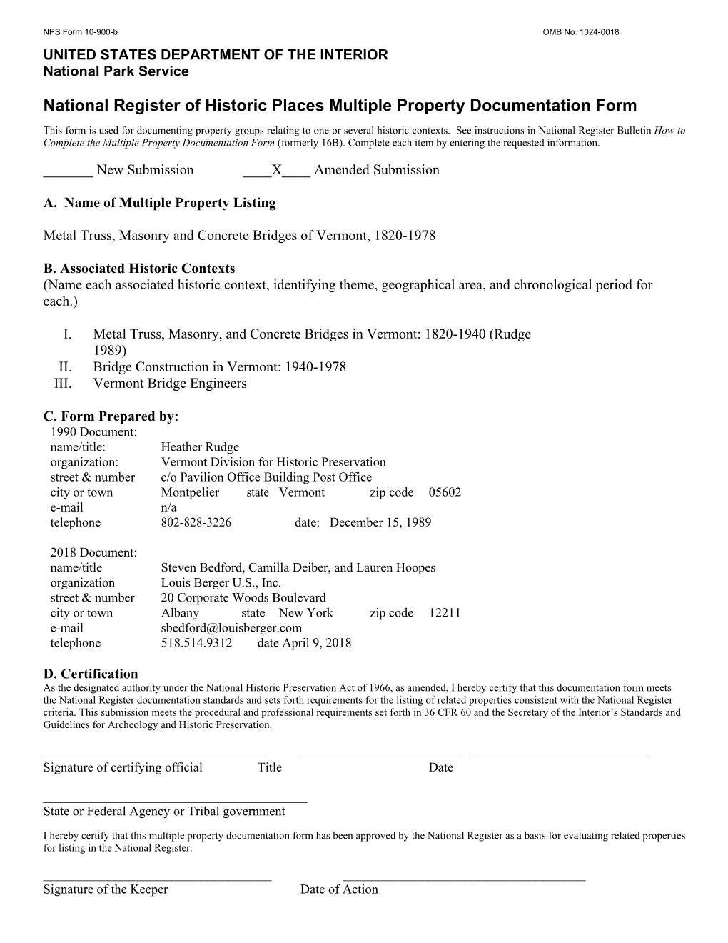 Historic Bridges Multiple Property Documentation Form - DocsLib