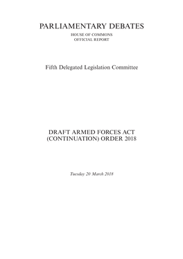 Draft Armed Forces Act (Continuation) Order 2018
