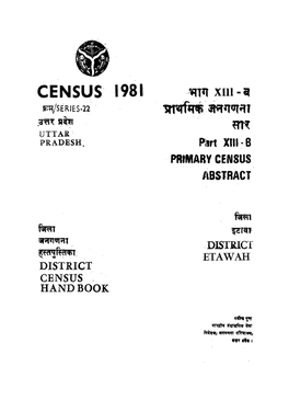 District Census Handbook, Etawah, Part XIII-B, Series-22, Uttar Pradesh