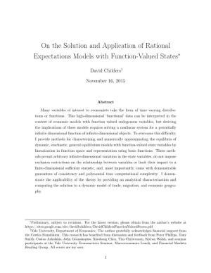 On the Solution and Application of Rational Expectations Models With