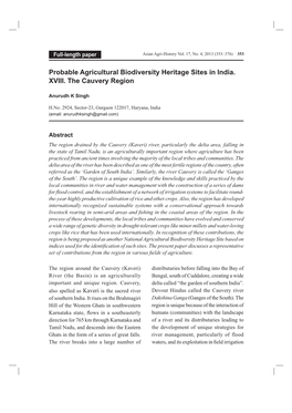 Probable Agricultural Biodiversity Heritage Sites in India