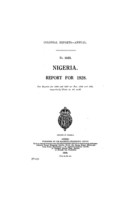 Annual Report of the Colonies, Nigeria, 1928