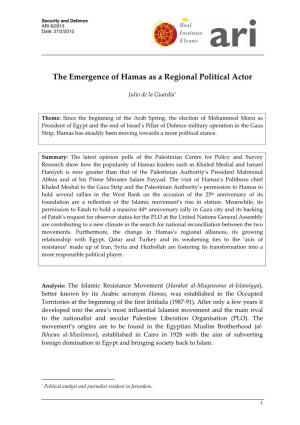 The Emergence of Hamas As a Regional Political Actor