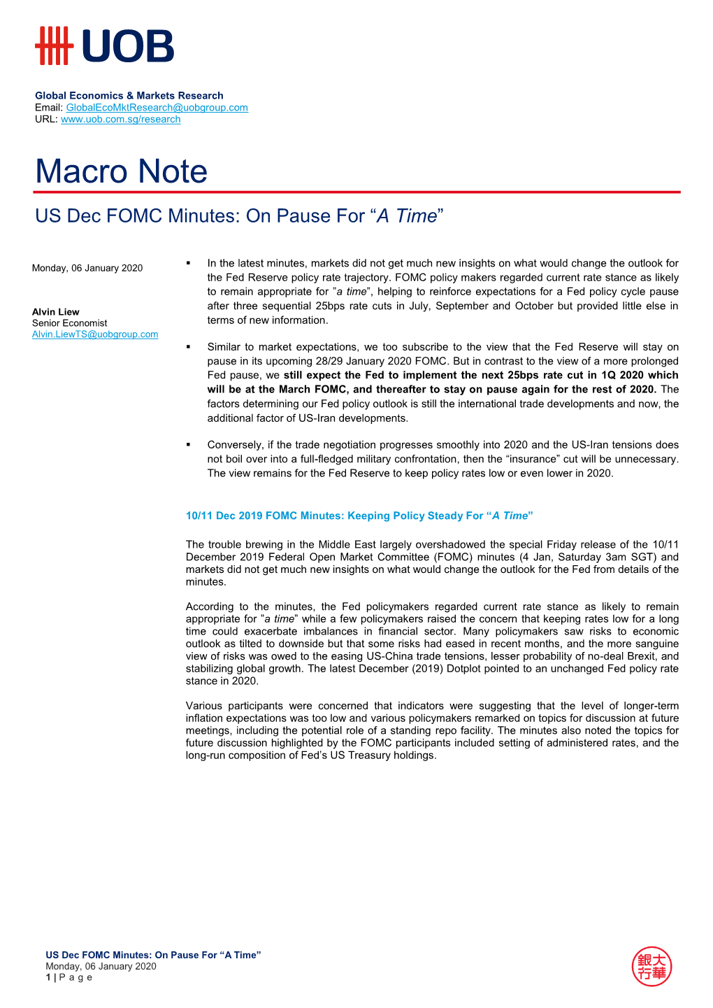 US Dec FOMC Minutes: on Pause for “A Time”