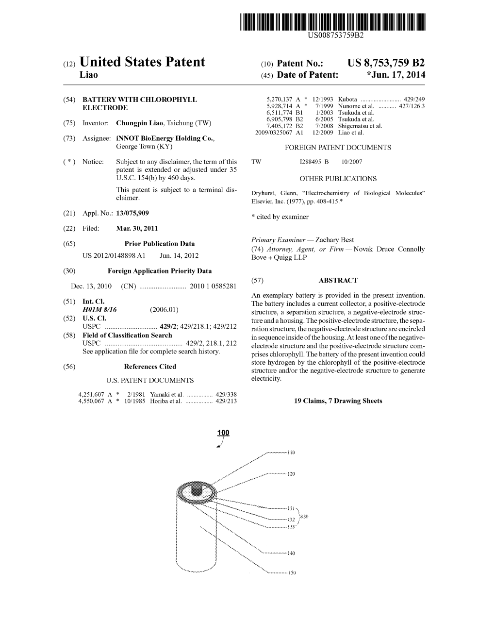 (12) United States Patent (10) Patent No.: US 8,753,759 B2 Liao (45) Date of Patent: *Jun