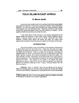 Folk Islam in East Africa 83 FOLK ISLAM in EAST AFRICA