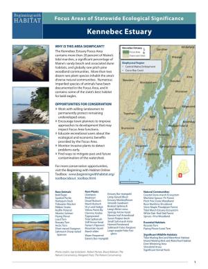 Kennebec Estuary Focus Areas of Statewide Ecological Significance Kennebec Estuary