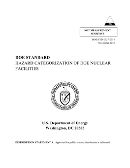 DOE-STD-1027-2018, Hazard Categorization of DOE Nuclear