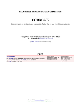 Seadrill Ltd Form 6-K Current Event Report Filed 2021-04-27