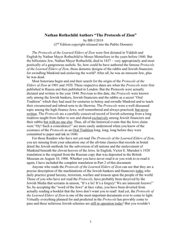 Nathan Rothschild Authors the Protocols of Zion