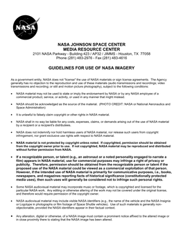 Guidelines for Use of Nasa Imagery