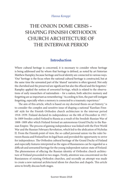 The Onion Dome Crisis – Shaping Finnish Orthodox Church Architecture of the Interwar Period