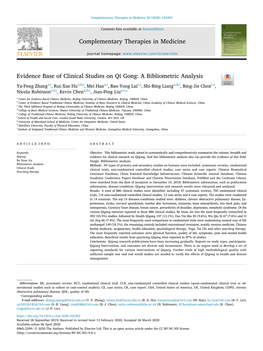 Evidence Base of Clinical Studies on Qi Gong a Bibliometric Analysis