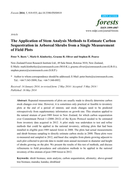 The Application of Stem Analysis Methods to Estimate Carbon Sequestration in Arboreal Shrubs from a Single Measurement of Field Plots