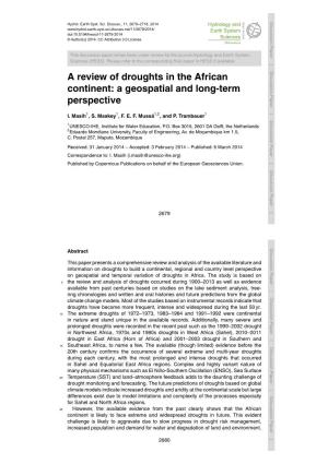 A Review of Droughts in the African Continent: a Geospatial and Long