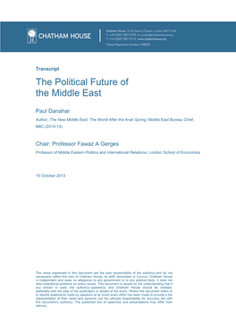 The Political Future of the Middle East