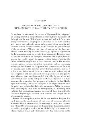 Plympton Priory and the Laity: Challenges to the Authority of the Priory