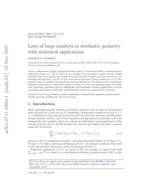 Laws of Large Numbers in Stochastic Geometry with Statistical Applications