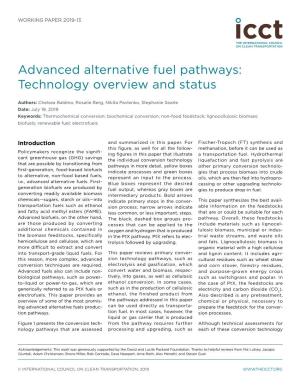 Advanced Alternative Fuel Pathways: Technology Overview and Status