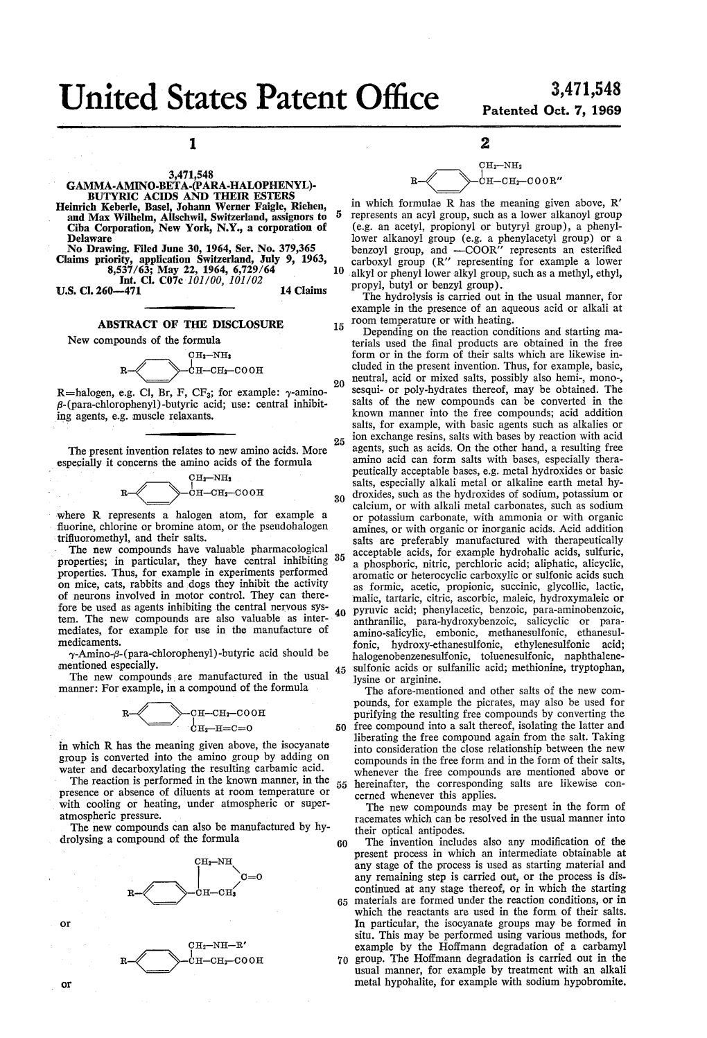 United States Patent Office Patented Oct