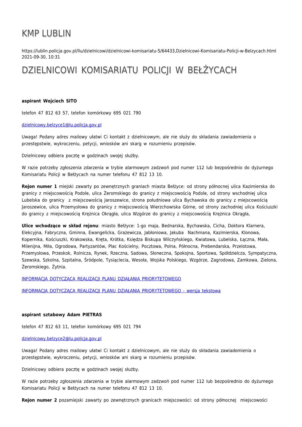 Dzielnicowi Komisariatu Policji W Bełżycach