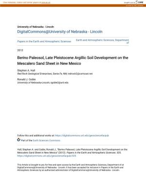 Berino Paleosol, Late Pleistocene Argillic Soil Development on the Mescalero Sand Sheet in New Mexico