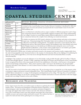 Coastal Studies Annual Report 2007 2008 Edit 1-27.Pub