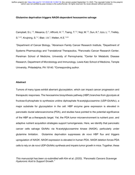 Glutamine Deprivation Triggers NAGK-Dependent Hexosamine Salvage