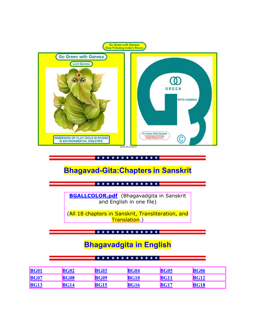 Bhagavad-Gita:Chapters in Sanskrit Bhagavadgita in English