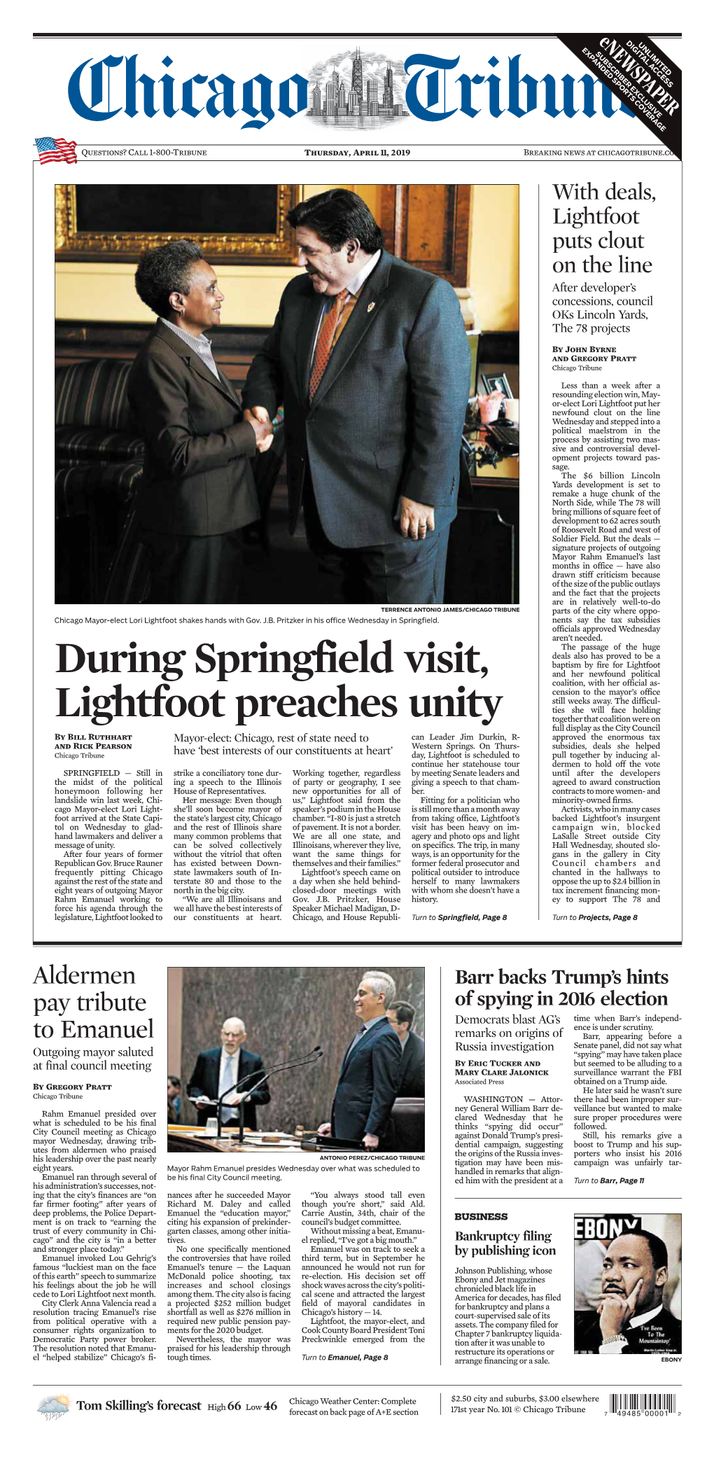 During Springfield Visit, Lightfoot Preaches Unity