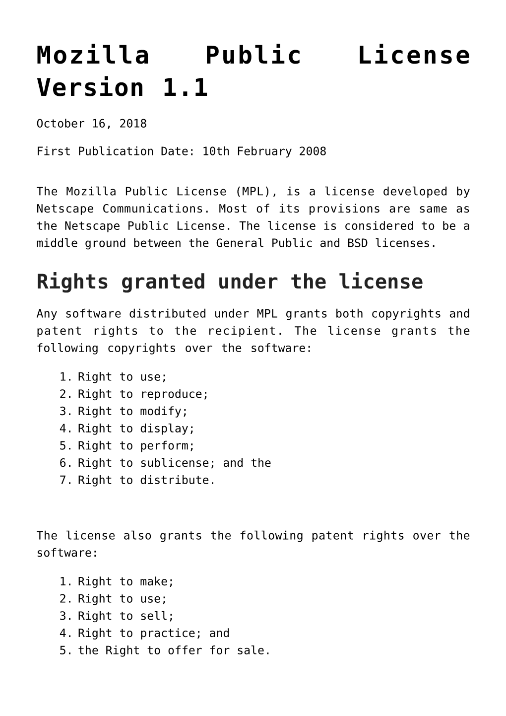 Mozilla Public License Version 1.1
