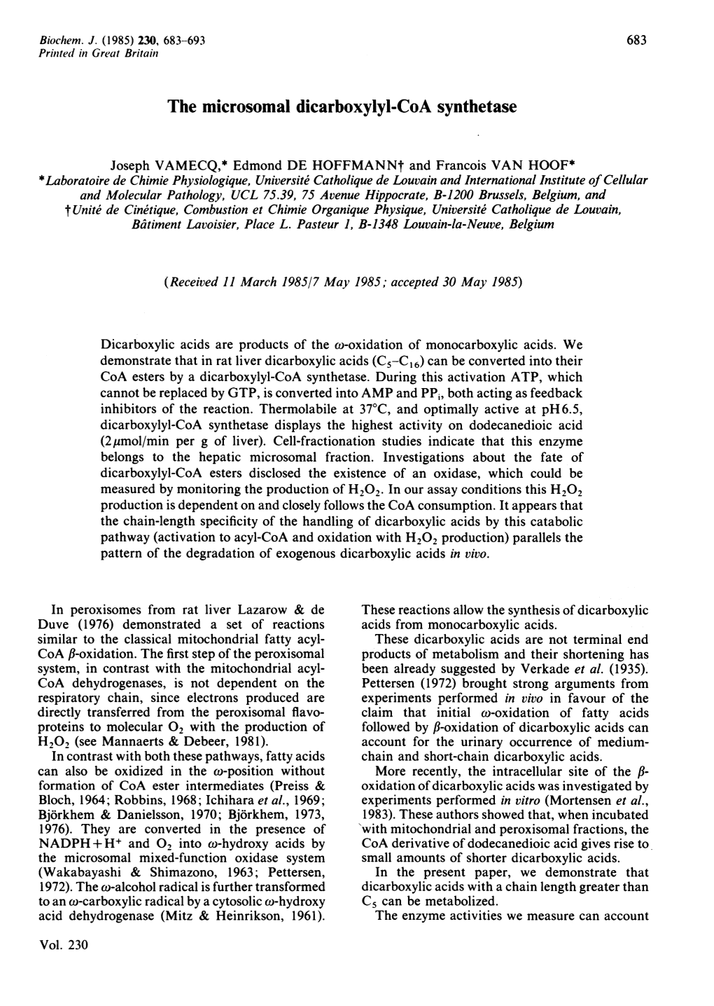 The Microsomal Dicarboxylyl-Coa Synthetase