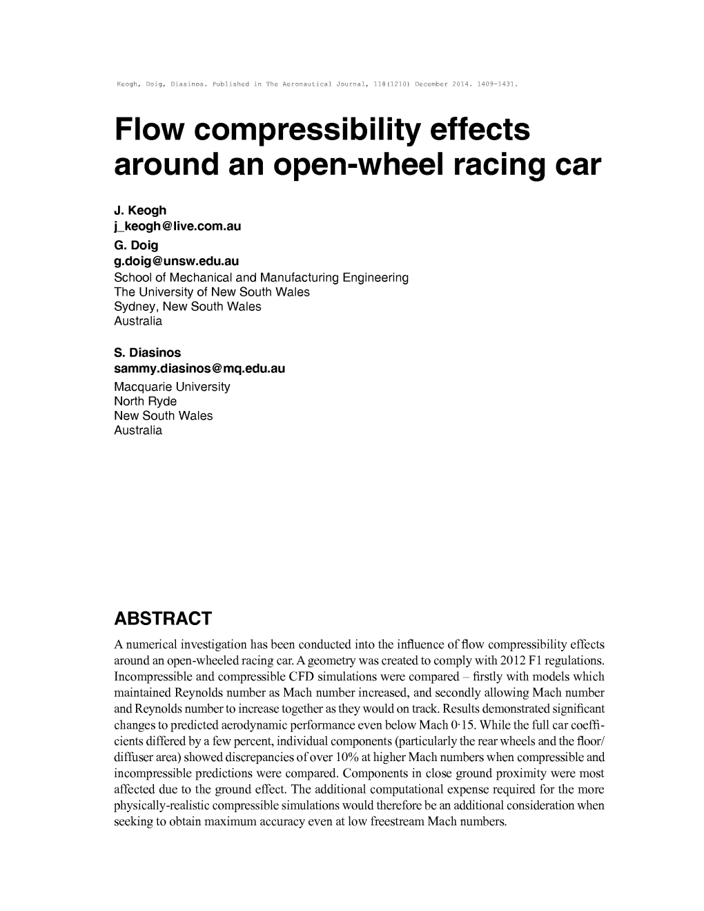 Flow Compressibility Effects Around an Open-Wheel Racing Car