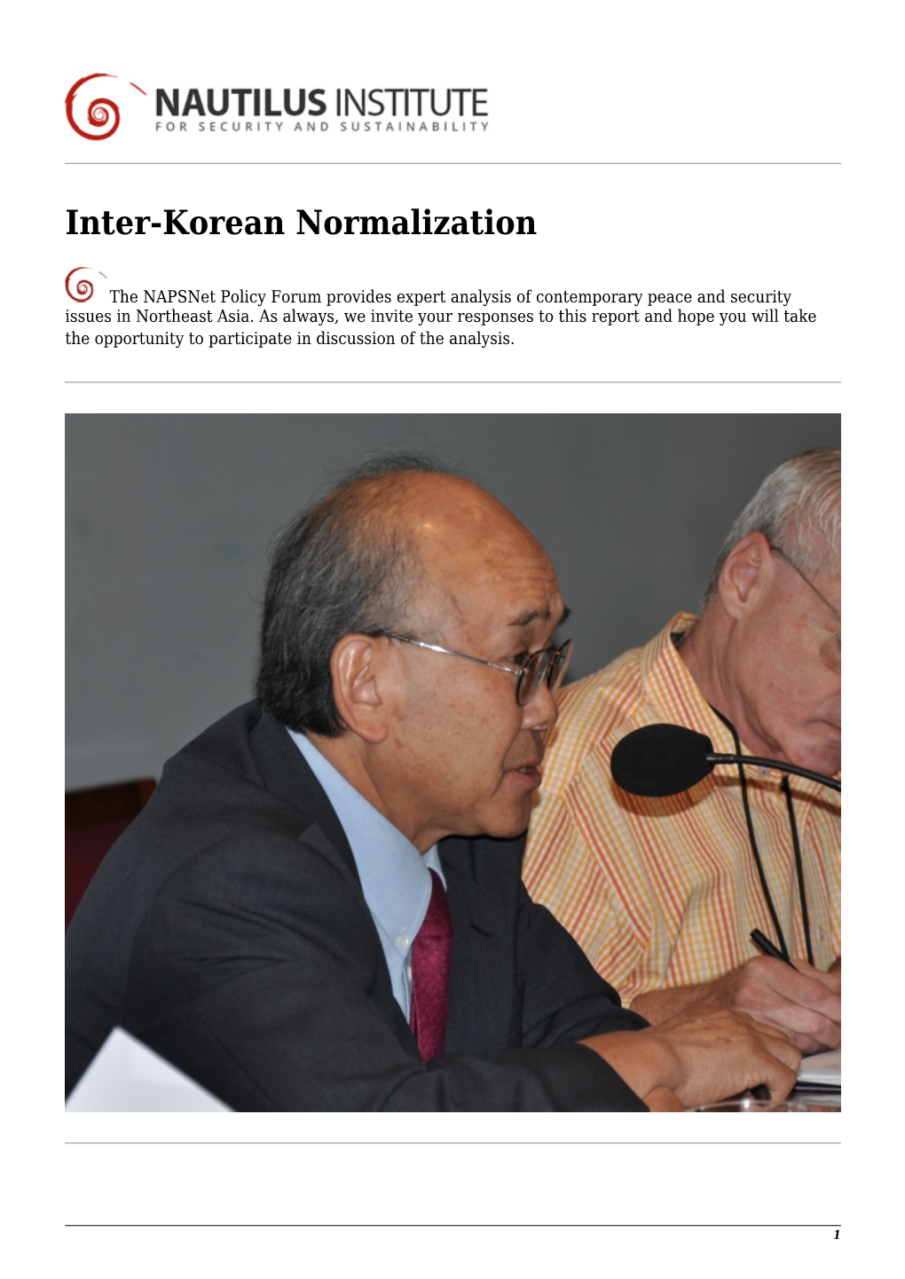 Inter-Korean Normalization