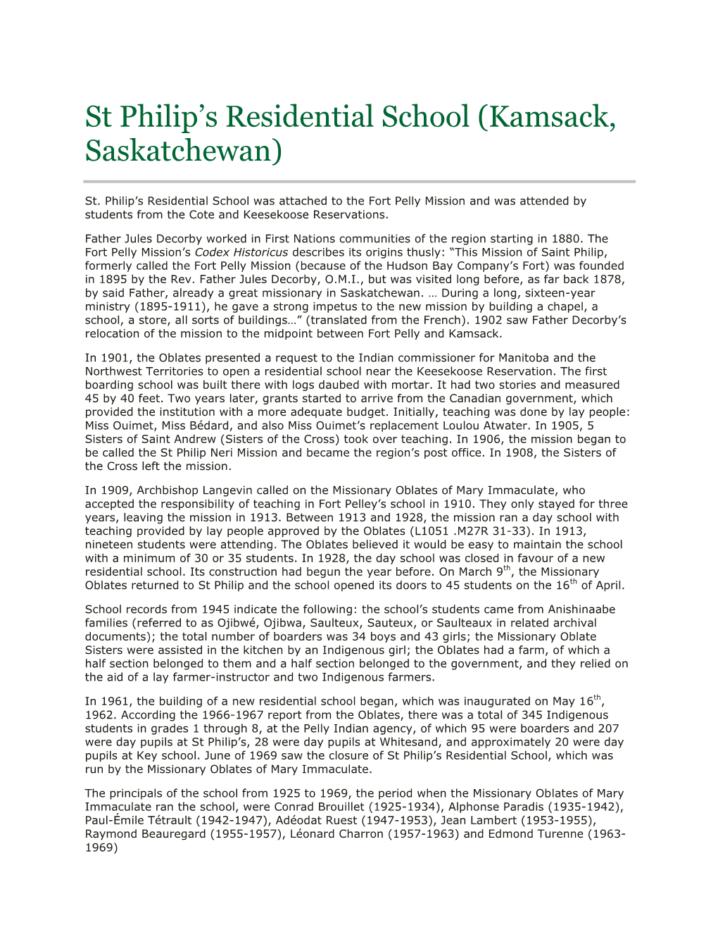 St Philip's Residential School