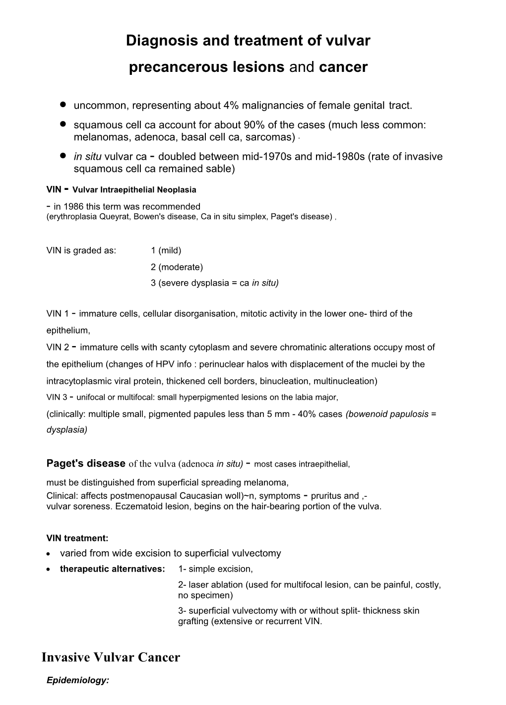 Diagnosis and Treatment of Vulvar