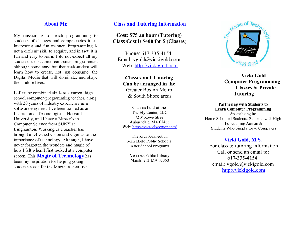 Class and Tutoring Information