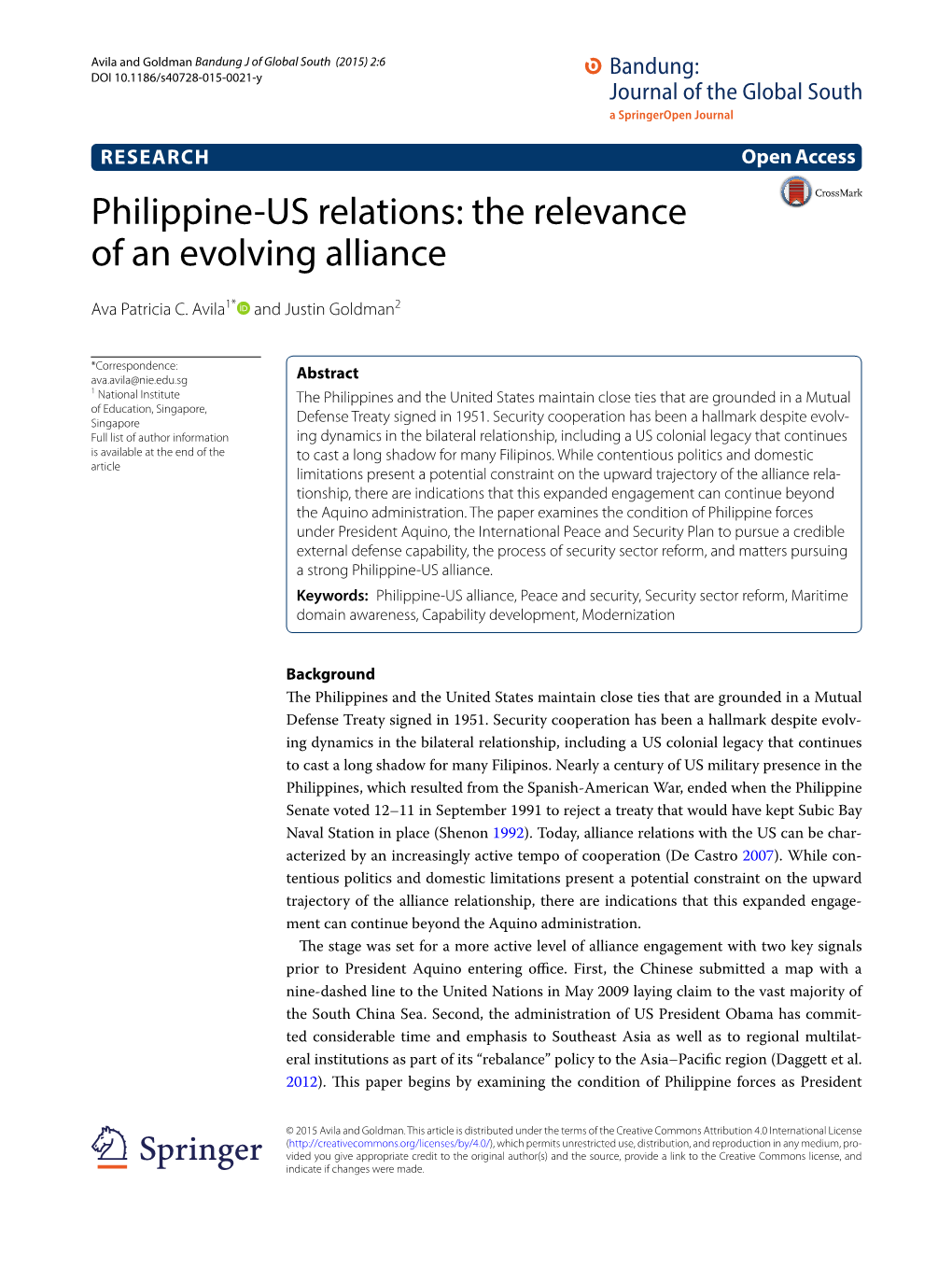 Philippine-US Relations: the Relevance of an Evolving Alliance