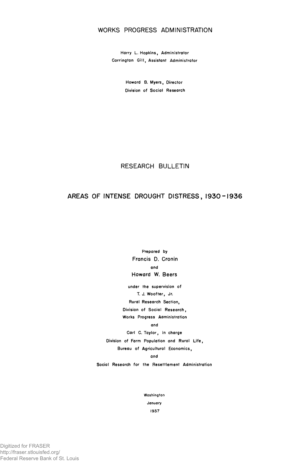 Areas of Intense Drought Distress, 1930-1936