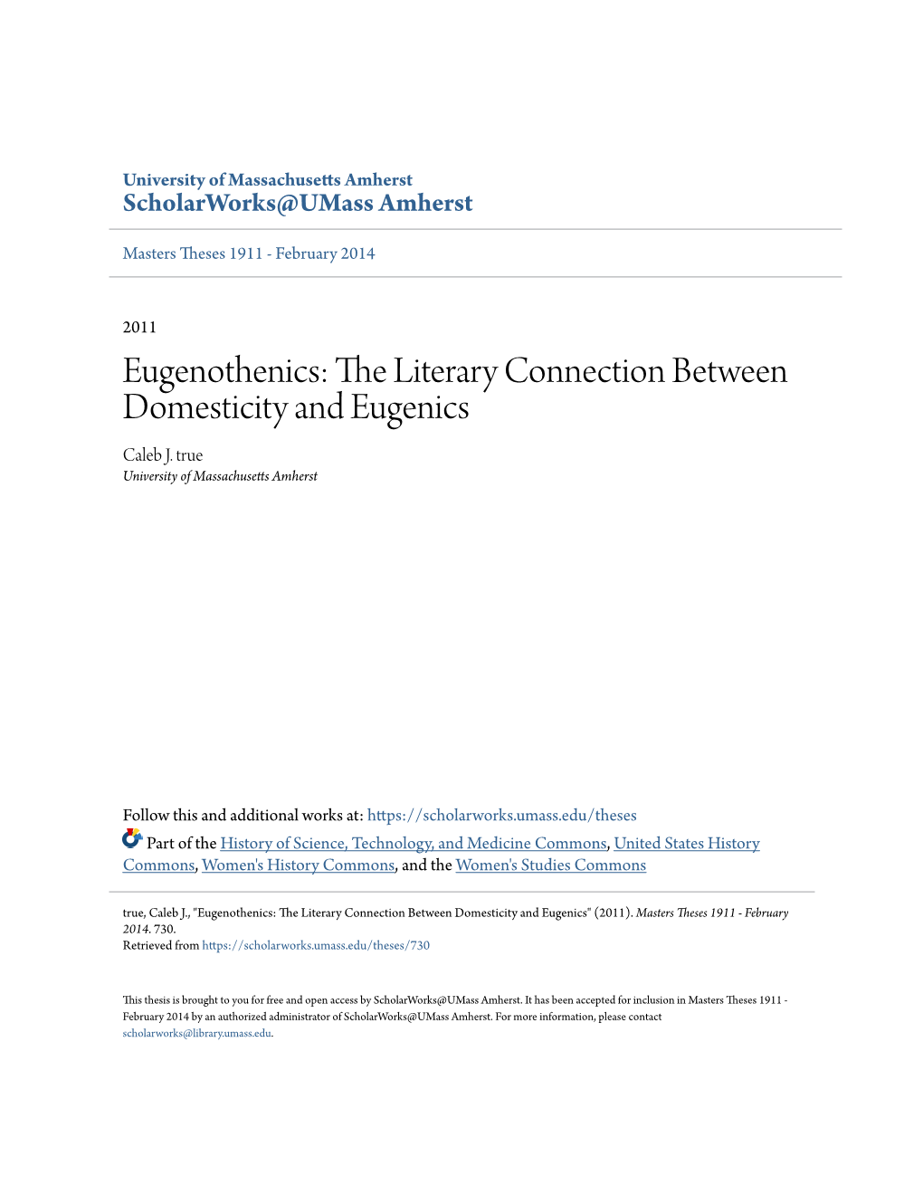Euthenics, There Has Not Been As Comprehensive an Analysis of the Direct Connections Between Domestic Science and Eugenics